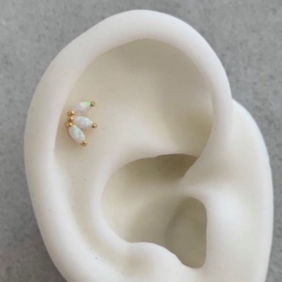 Modest Lu Jewelry - New Drop! Gold Opal Crystal Iridescent Leaf Crown Cartilage Earring 

Brand New